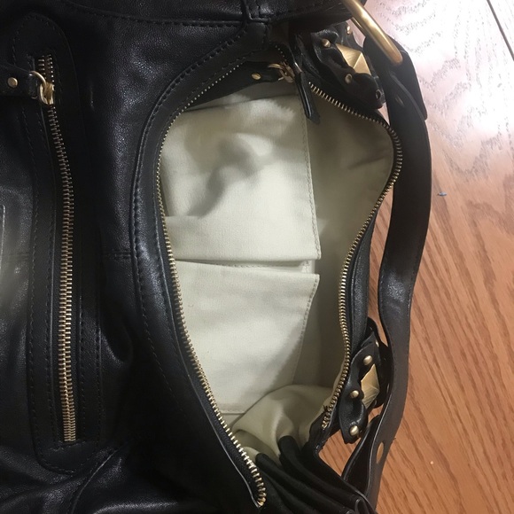 Isabella Fiore Angie Gold Studded Handbag. Black lambskin leather. NWT - Picture 6 of 6